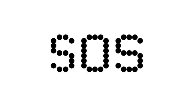 Bold Block SOS Morse Code Signal Dot Matrix Vector