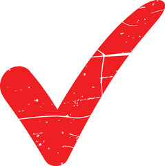 Red grunge checkmark tick symbol isolated on white background, distressed approval mark vector illustration for validation, confirmation, success, correct sign design © Faruk-raj