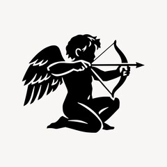 Fototapeta premium Silhouette cupid with bow