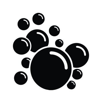 Black soap bubbles vector icon, glossy suds graphic element, clean foam illustration, hygiene and washing concept for product packaging and web design