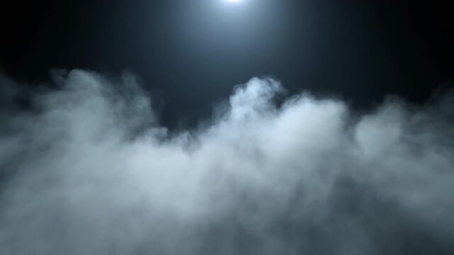 Mysterious Fog Layer Moving Under Spotlight In Dark Atmospheric Scene View