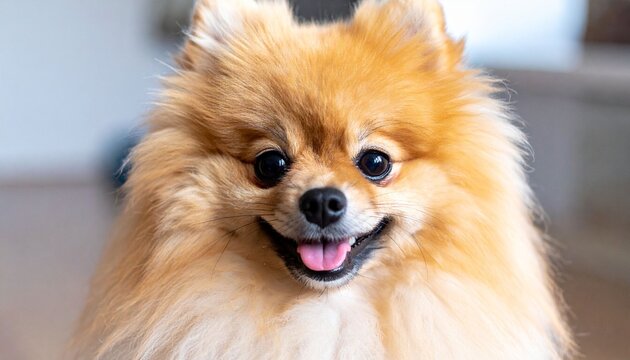 Happy pomeranian dog smiling