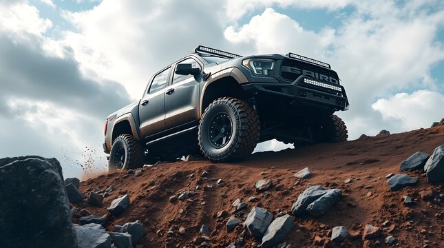 Old Black Off-Road Jeep Isolated On White Background, Front Side View

