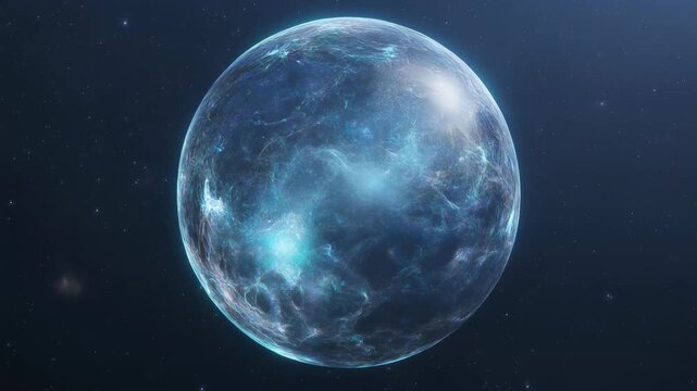 Mysterious glowing planet floating amidst the cosmic void of space