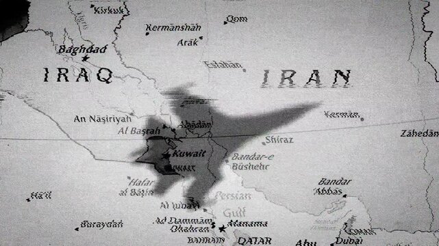 US israeli fighter jets flying over middle East map sign of war and attacking on Iran with Iran response with barrage of missiles with glitch and noise effect. US israel Iran war. World war Looms.