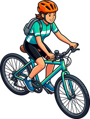 Naklejka premium Active woman riding mountain bike for fitness and exercise