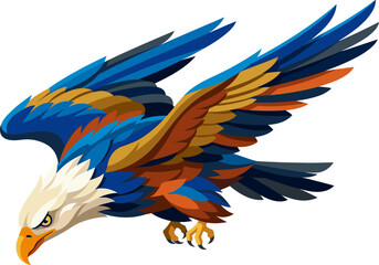 Fototapeta premium Majestic bald eagle soaring with wings spread in mid flight