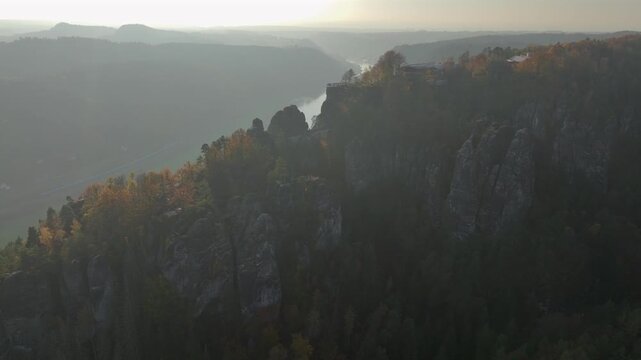 SAXON SWITZERLAND, Wehlnadel Sachsische Schweiz, Sachsen, GERMANY. Neurathen Castle, Pavilionaussicht, Ferdinandstein.