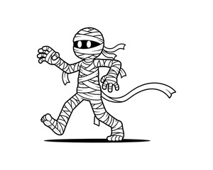 Fototapeta premium Cartoon mummy walking with determined stride