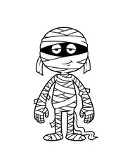 Fototapeta premium Calm cartoon mummy with bandaged eyes and body