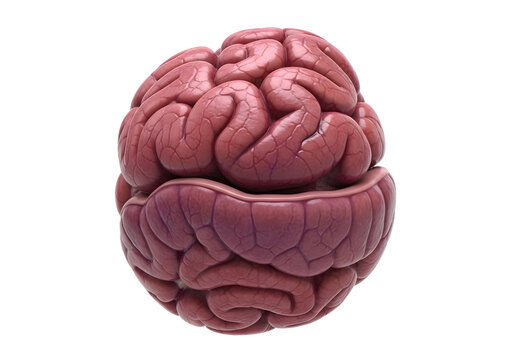 Human brain model, two halves together, anatomy