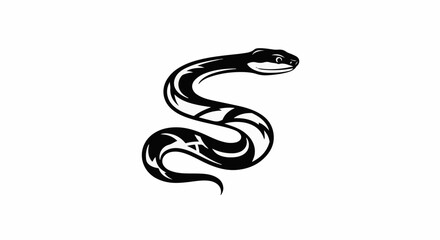 Obraz premium Stylized black snake coiled on a white background