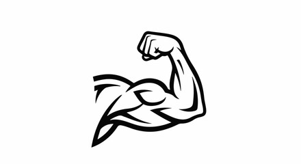 Fototapeta premium Stylized black and white illustration of a flexed bicep