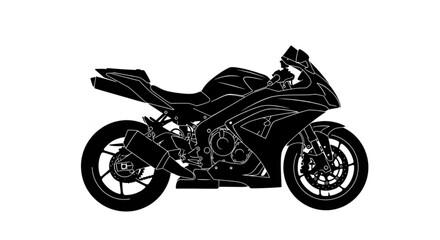 Obraz premium A sleek black motorcycle illustration with a minimalist design on a white background