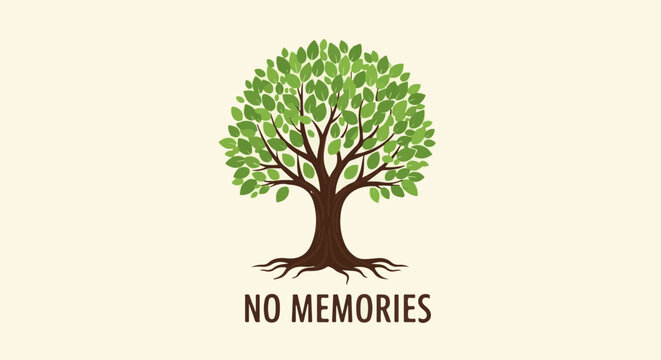 Simple illustration of a lush green tree with exposed roots and text below