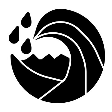 Ocean Wave icon illustration. This is a vector single icon with a solid style. It is suitable for various purposes, including website design, mobile app design, and logo design.