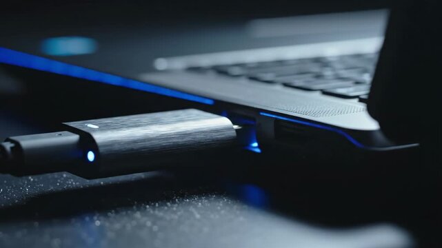 Connecting USB cable to a laptop computer