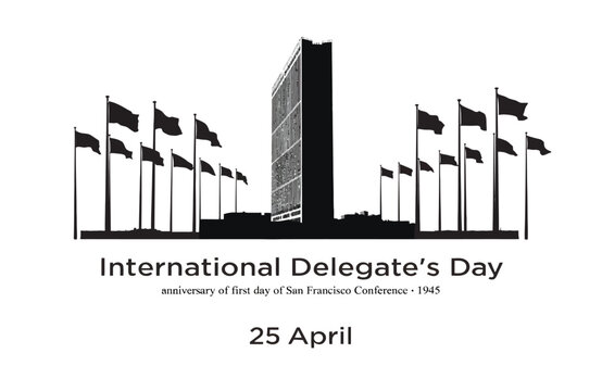 International Delegate's Day Poster With United Nations Building and Flags Celebrating Diplomacy and Global Unity