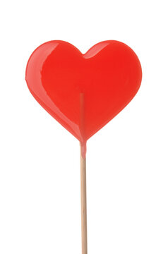 Red heart shaped lollipop