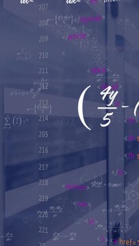 Clip starting, transparent glass partition showing math, chemistry, code overlays for tech demo
