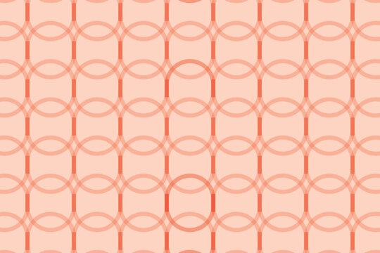 Seamless geometric pattern of interlocking oval shapes in a repeating grid abstract background design for digital and print use soft coral color palette