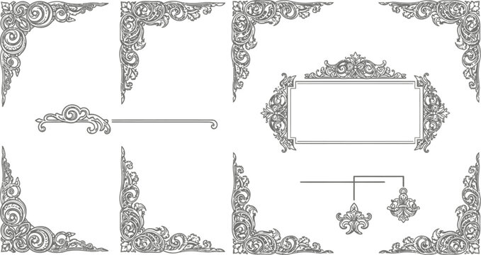 Intricate classical architectural and decorative moldings collection Vector