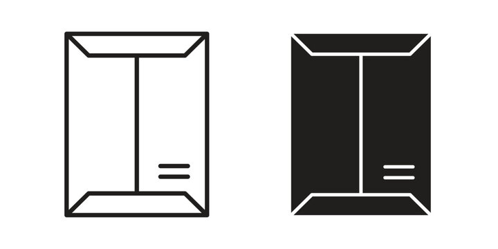Document envelope icon and symbol. Vector icon editable set