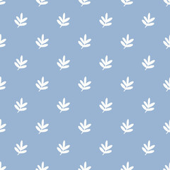 Fototapeta premium Seamless Minimal Leaf Pattern Blue Nature Botanical Background