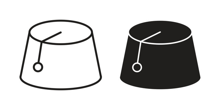 Fez hat icon and symbol. Vector icon editable set