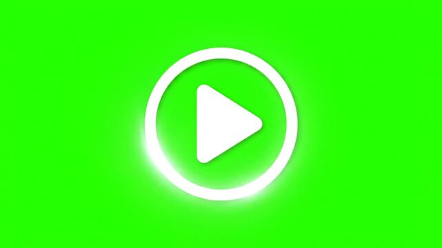 Bright Neon Green Play Button Icon on Green Background in Minimal Flat Design.