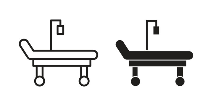 Hospital bed icon and symbol. Vector icon editable set