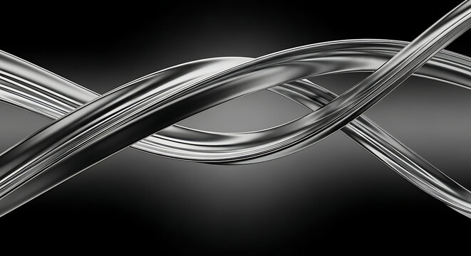 premium chrome swirl design element isolated on transparent background