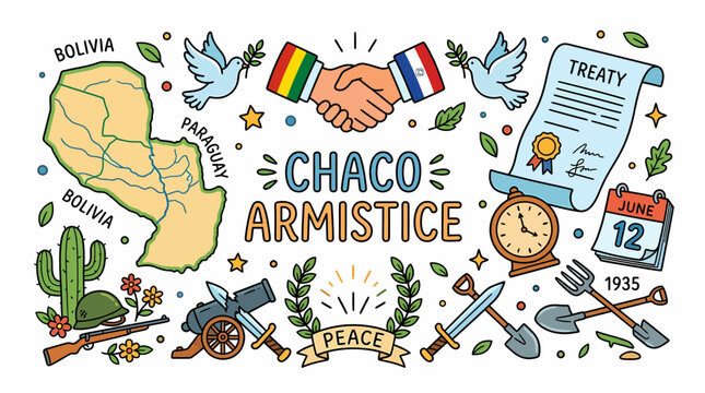Chaco Armistice Day Bolivia Paraguay Peace Treaty Doodle Art