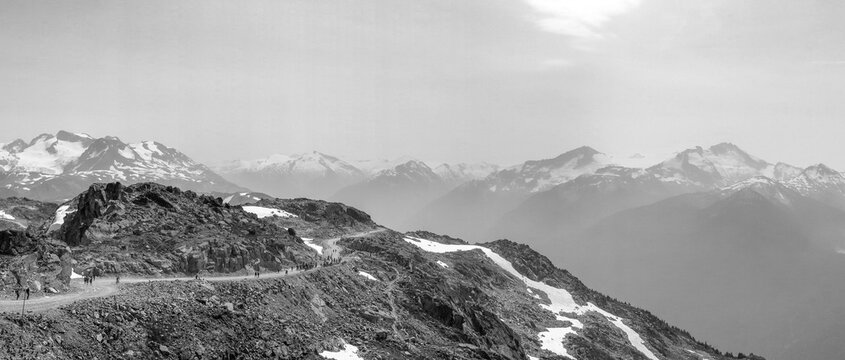 Beautiful panoramic view of Whistler Mountains in summer season
