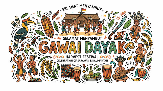 Gawai Dayak Harvest Festival Celebration Sarawak Kalimantan