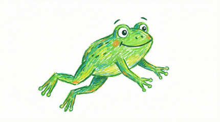 Fototapeta premium Happy cartoon frog on white.