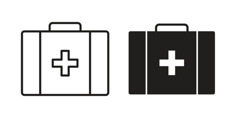 Fototapeta premium Medical aid kit icon and symbol. Vector icon editable set