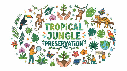 Fototapeta premium Tropical Jungle Preservation: Wildlife, Plants, and Conservation