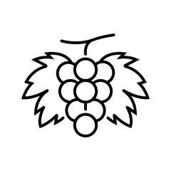 Fototapeta premium Grape bunch icon. Food and fruit line symbol. Black and white.