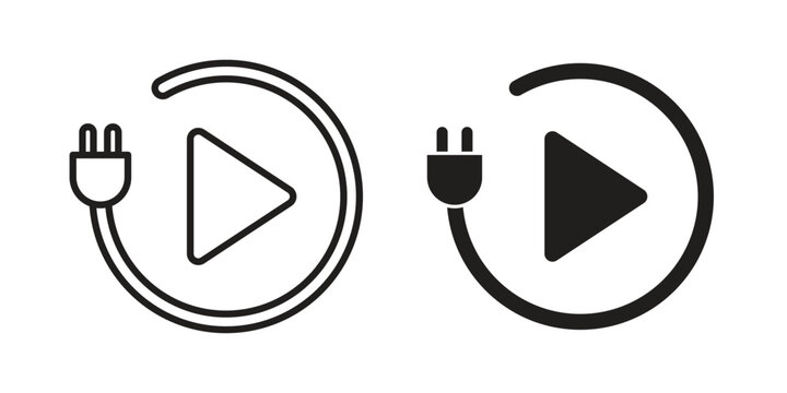 Plug and play icon and symbol. Vector icon editable set