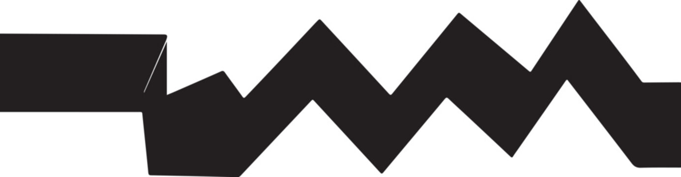 Black zigzag line, broken line, fractured shape, vector graphic element
