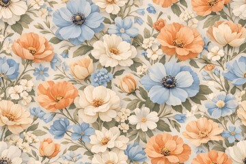 Fototapeta premium Vintage floral pattern illustration