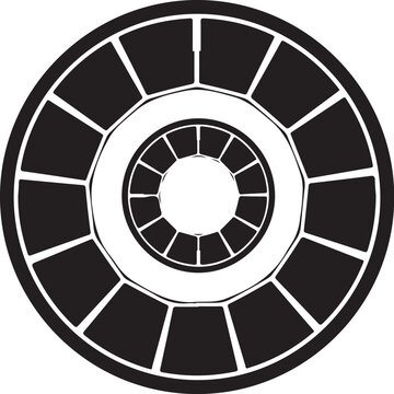 Black and white circular diagram, wheel chart, infographic element, vector graphic