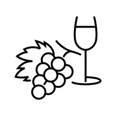 Fototapeta premium Grape wine icon. Food and wine line symbol. Black and white.