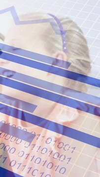 Girl turning head revealing peach top, braided hair and blue headband, tech bars sweeping frame