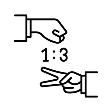 Odds ratio icon. Business and betting line symbol. Black and white.