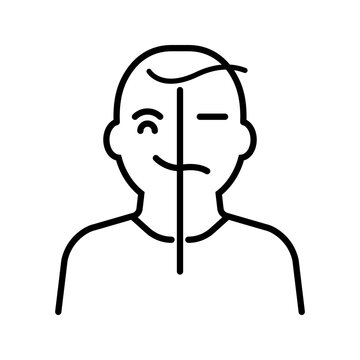 Stroke paralysis icon. Healthcare and neurology line symbol. Black and white.