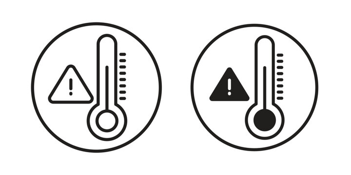 Temperature warning sign and symbol. Vector icon editable set