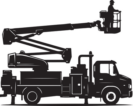 Truck mounted aerial lift, cherry picker, boom lift, construction vehicle