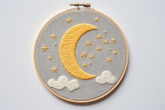 Embroidery pattern moon tranquility.